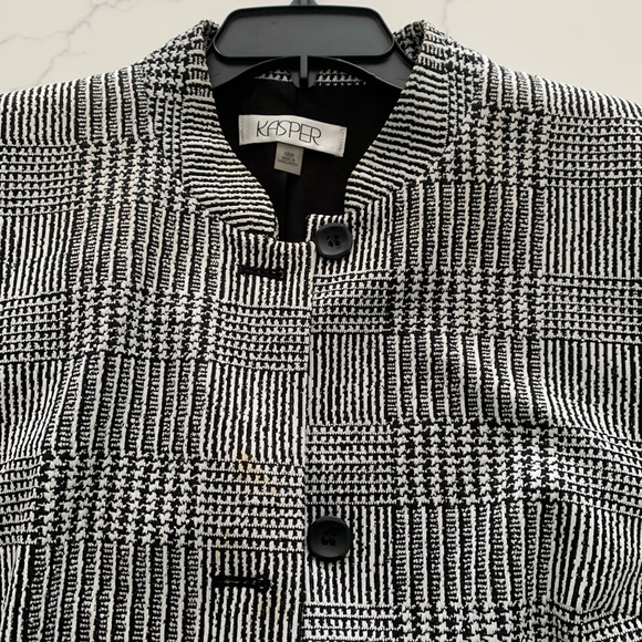 Kasper 18W Houndstooth-Plaid Longline Blazer Black/Vanilla Ice New no Tag - Picture 5 of 12
